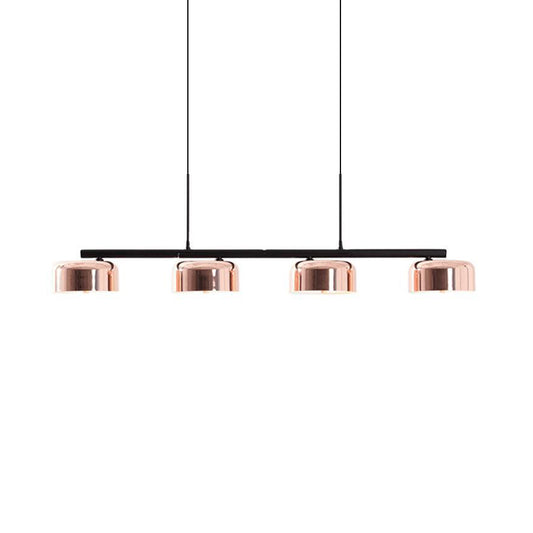 Drum Island Lamp Contemporary Metal 4 Heads Copper Hanging Ceiling Light for Dining Room Clearhalo 'Ceiling Lights' 'Island Lights' Lighting' 2011753
