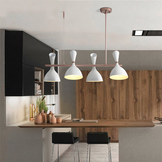 Funnel Ceiling Pendant Light Simple 4 Lights Metal Island Lighting for Dining Room White Clearhalo 'Ceiling Lights' 'Island Lights' Lighting' 2011754