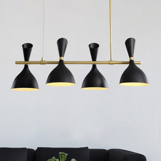 Funnel Ceiling Pendant Light Simple 4 Lights Metal Island Lighting for Dining Room Black Clearhalo 'Ceiling Lights' 'Island Lights' Lighting' 2011755