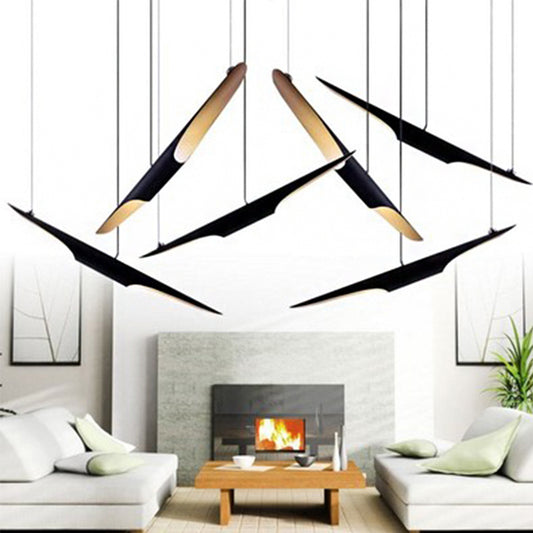 Metallic Bias Tubular Ceiling Lamp Minimalist 2 Bulbs Cluster Pendant Light in Black Black Clearhalo 'Ceiling Lights' 'Modern Pendants' 'Modern' 'Pendant Lights' 'Pendants' Lighting' 2011758