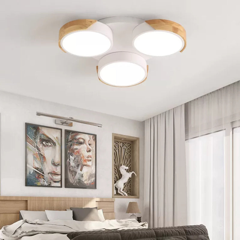 White/Green Round Flush Ceiling Light Modern Stylish Metal 3/7 Heads Ceiling Lamp for Living Room 3 White Clearhalo 'Ceiling Lights' 'Close To Ceiling Lights' 'Close to ceiling' 'Flush mount' Lighting' 201180