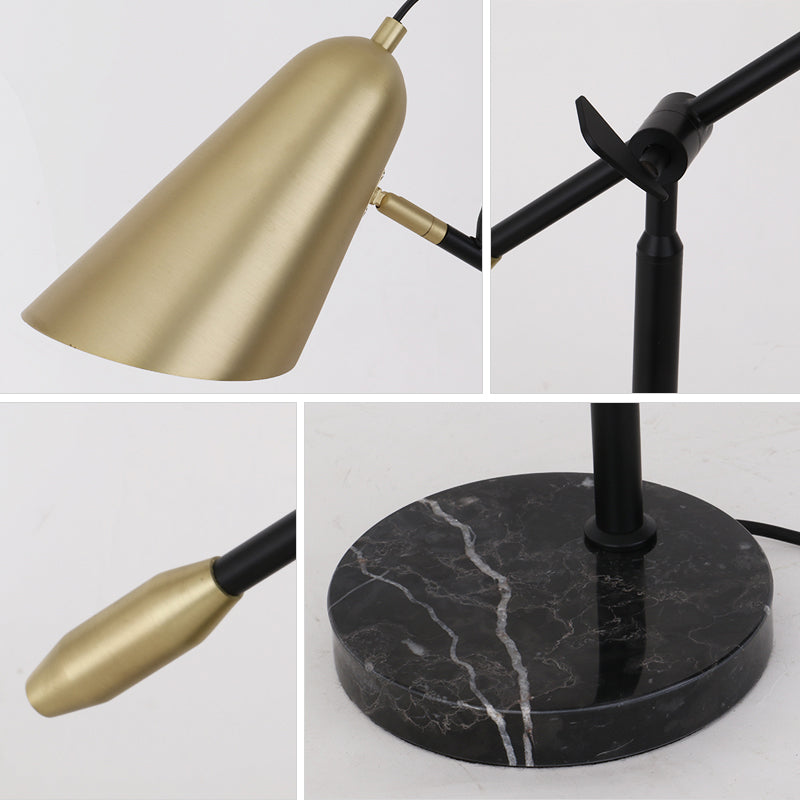 Gold Conic Night Table Lamp Modern 1 Light Metal Nightstand Light with Balance Arm Clearhalo 'Lamps' 'Table Lamps' Lighting' 2011836