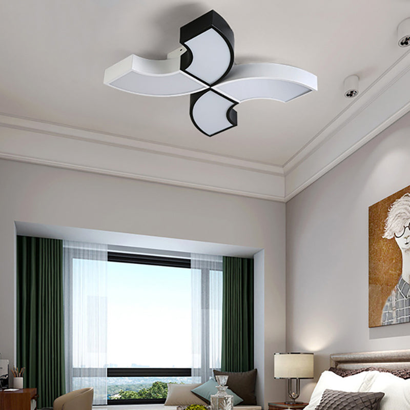 Macaron Half-Ring Flush Mount Light Metal LED Integrated Ceiling Lamp in Warm/White Light for Children Room Black-White Clearhalo 'Ceiling Lights' 'Close To Ceiling Lights' 'Close to ceiling' 'Flush mount' Lighting' 201187