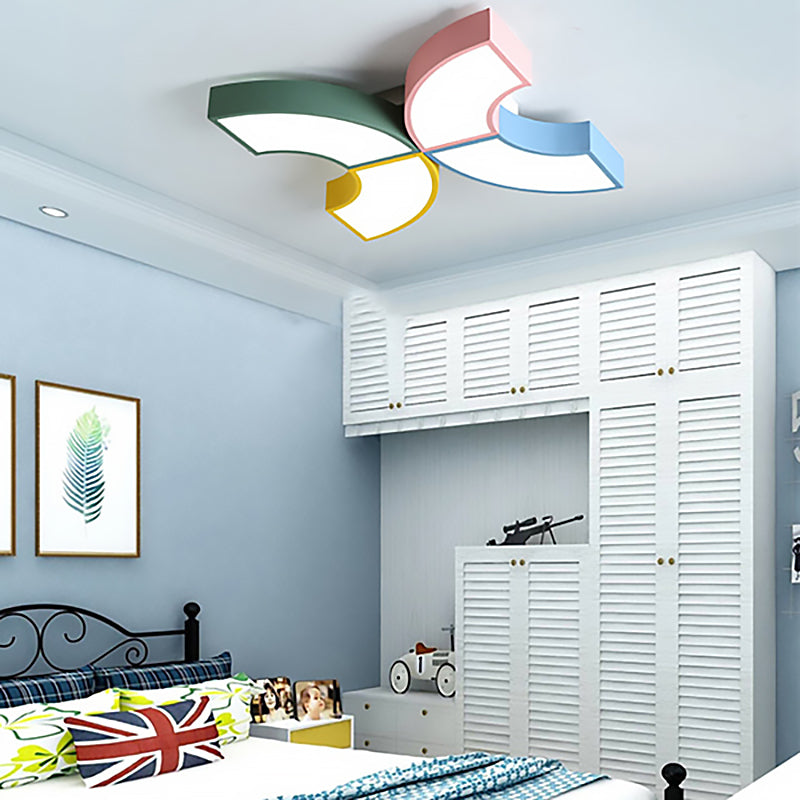 Macaron Half-Ring Flush Mount Light Metal LED Integrated Ceiling Lamp in Warm/White Light for Children Room Blue-Yellow-Green-Pink Clearhalo 'Ceiling Lights' 'Close To Ceiling Lights' 'Close to ceiling' 'Flush mount' Lighting' 201191