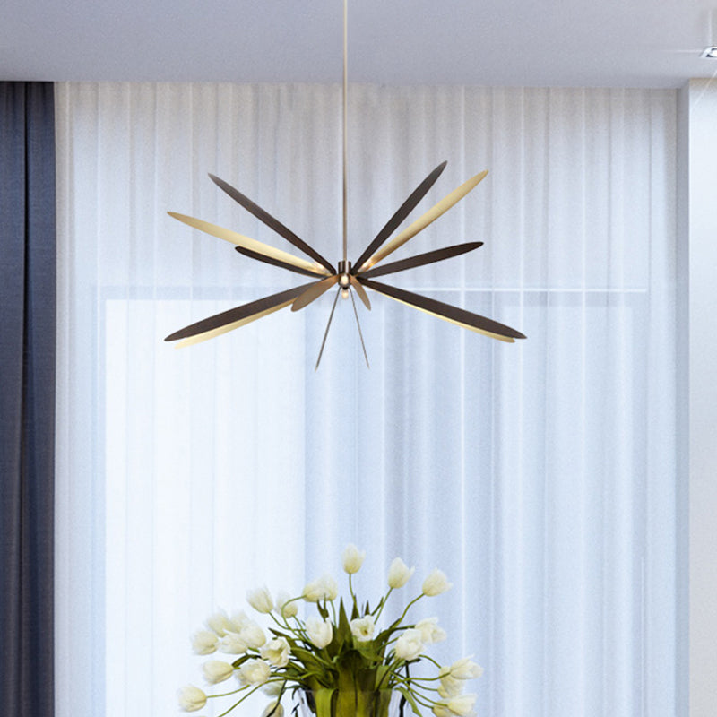 Simplicity 6 Bulbs Ceiling Chandelier Black Dragonfly Drown Lighting with Metal Shade Clearhalo 'Ceiling Lights' 'Chandeliers' 'Modern Chandeliers' 'Modern' Lighting' 2011925