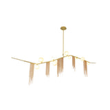 Opal Glass Ball Chandelier Light Kit Modern 9 Lights Drop Pendant in Gold with Tassel Fringe Gold Clearhalo 'Ceiling Lights' 'Chandeliers' 'Modern Chandeliers' 'Modern' Lighting' 2011938