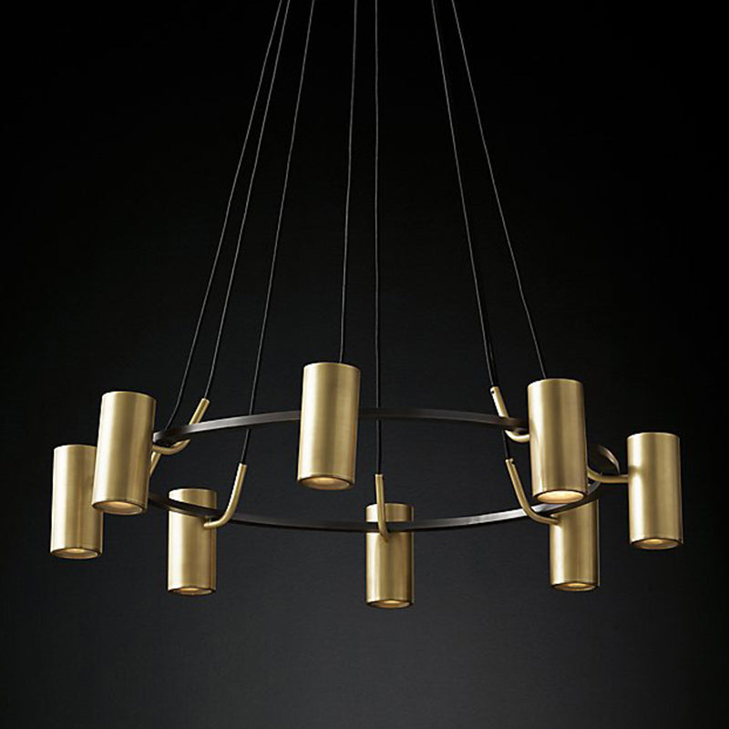 Circle Living Room Spotlight Chandelier Metal 8-Head Contemporary Hanging Pendant Light in Gold Clearhalo 'Ceiling Lights' 'Chandeliers' 'Modern Chandeliers' 'Modern' Lighting' 2011941