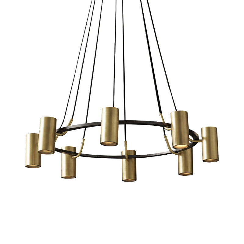 Circle Living Room Spotlight Chandelier Metal 8-Head Contemporary Hanging Pendant Light in Gold Clearhalo 'Ceiling Lights' 'Chandeliers' 'Modern Chandeliers' 'Modern' Lighting' 2011944