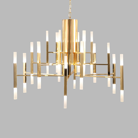 Burst Acrylic Chandelier Light Modern Suspension Pendant with Tubular Acrylic Shade Clearhalo 'Ceiling Lights' 'Chandeliers' 'Modern Chandeliers' 'Modern' Lighting' 2011948