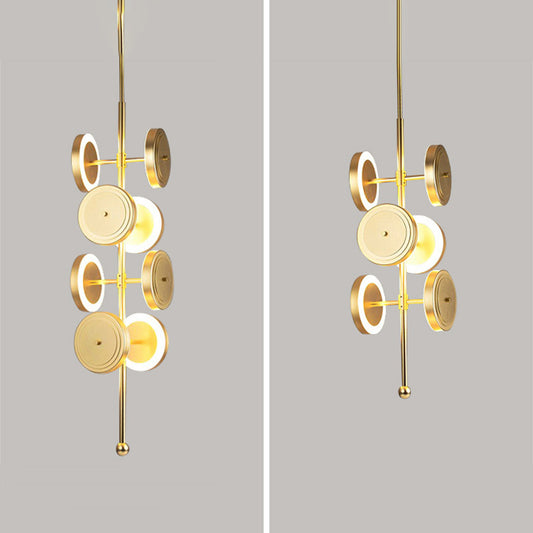 Circular Hanging Chandelier Contemporary Metal LED Gold Pendulum Light for Dining Room Clearhalo 'Ceiling Lights' 'Chandeliers' 'Modern Chandeliers' 'Modern' Lighting' 2011957