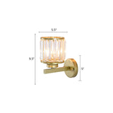 Cylinder Corridor Wall Lighting Traditional Beveled Crystal 1 Bulb Wall Hanging Light Clearhalo 'Wall Lamps & Sconces' 'Wall Lights' Lighting' 2011980