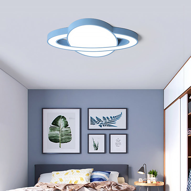 White/Pink/Yellow/Blue Planet Shape Flush Mount Lamp Nordic Style Acrylic LED Ceiling Light Fixture for Kid Bedroom Clearhalo 'Ceiling Lights' 'Close To Ceiling Lights' 'Close to ceiling' 'Flush mount' Lighting' 201199