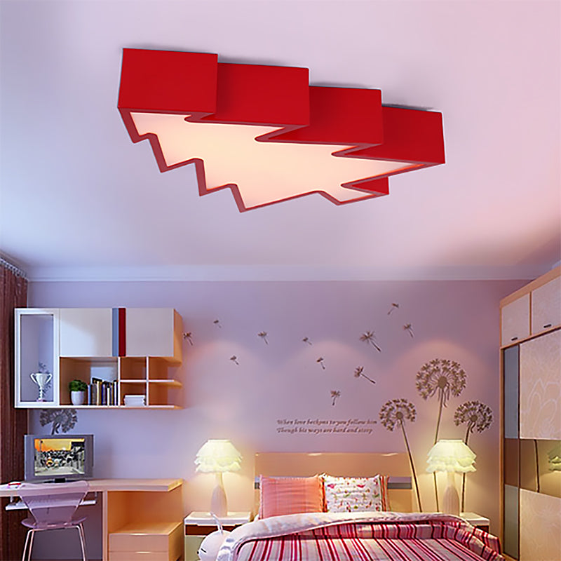 Acrylic Pinaster Shaped Flush Ceiling Light Fixture Cartoon LED Ceiling Lamp in Red/Yellow/Blue/Green for Children Red Clearhalo 'Ceiling Lights' 'Close To Ceiling Lights' 'Close to ceiling' 'Flush mount' Lighting' 201216