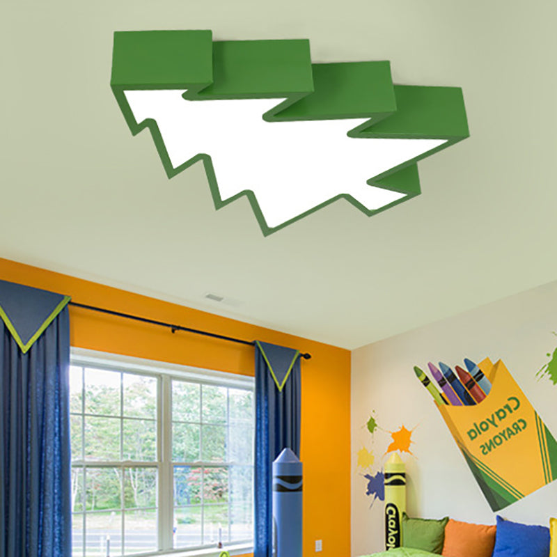 Acrylic Pinaster Shaped Flush Ceiling Light Fixture Cartoon LED Ceiling Lamp in Red/Yellow/Blue/Green for Children Green Clearhalo 'Ceiling Lights' 'Close To Ceiling Lights' 'Close to ceiling' 'Flush mount' Lighting' 201220