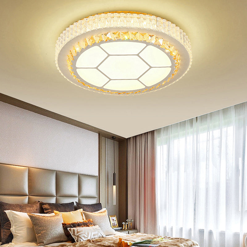 LED Round/Hexagon/Rhombus Ceiling Mount Light Acrylic Contemporary Ceiling Lamp with Crystal Design in White White Hexagon Clearhalo 'Ceiling Lights' 'Close To Ceiling Lights' 'Close to ceiling' 'Flush mount' Lighting' 201234