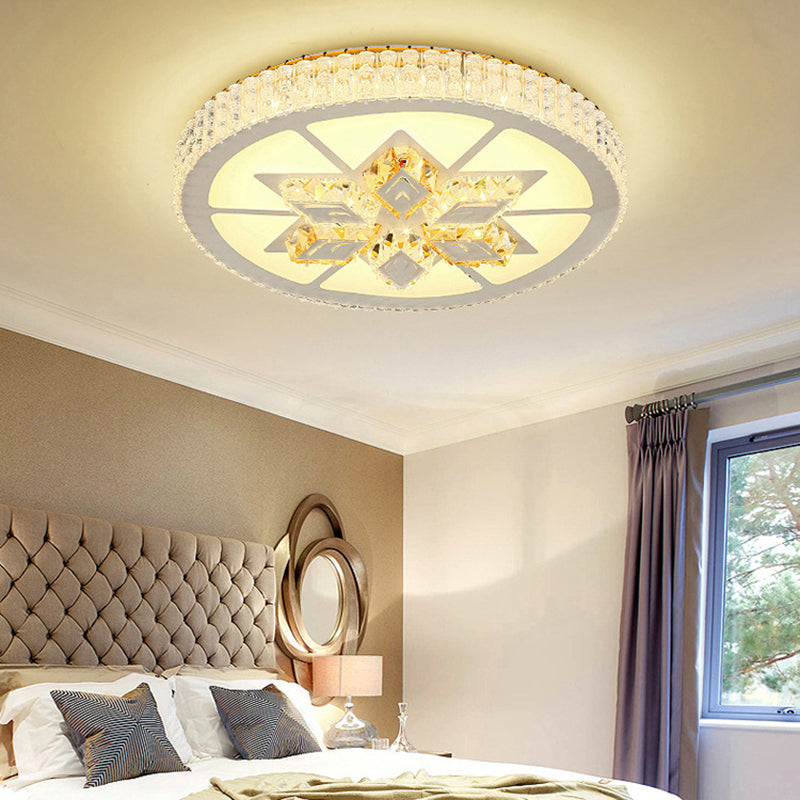 LED Round/Hexagon/Rhombus Ceiling Mount Light Acrylic Contemporary Ceiling Lamp with Crystal Design in White White Rhombus Clearhalo 'Ceiling Lights' 'Close To Ceiling Lights' 'Close to ceiling' 'Flush mount' Lighting' 201237