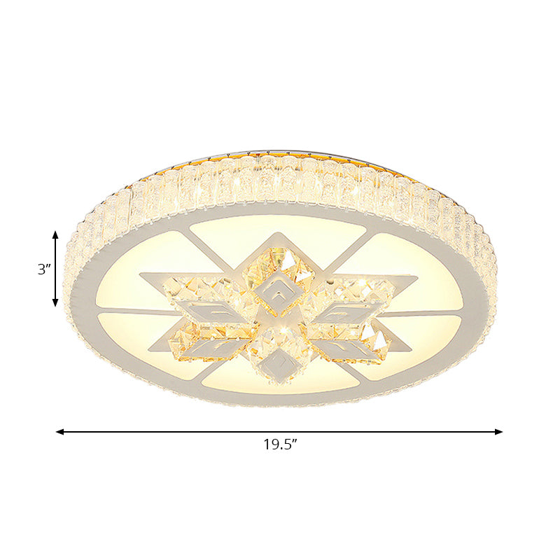 LED Round/Hexagon/Rhombus Ceiling Mount Light Acrylic Contemporary Ceiling Lamp with Crystal Design in White Clearhalo 'Ceiling Lights' 'Close To Ceiling Lights' 'Close to ceiling' 'Flush mount' Lighting' 201239