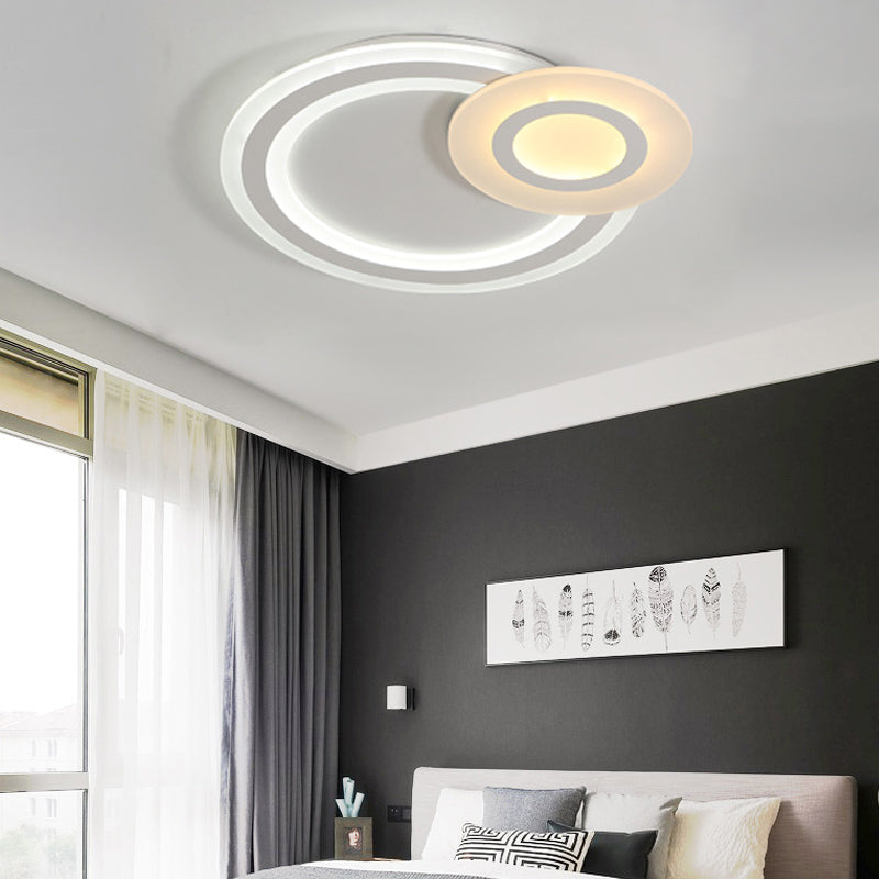 Solar Eclipse Kindergarten Ceiling Mount Light Acrylic Modern LED Ceiling Lamp in White Clearhalo 'Ceiling Lights' 'Close To Ceiling Lights' 'Close to ceiling' 'Flush mount' Lighting' 201241