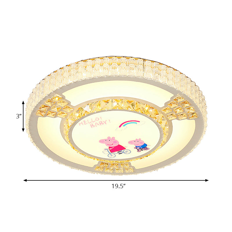 Modernism Circular Flushmount Light Acrylic LED Ceiling Lamp with Clear Crystal and Cloud/Star/Loving Heart/Pig Pattern in White for Bedroom Clearhalo 'Ceiling Lights' 'Close To Ceiling Lights' 'Close to ceiling' 'Flush mount' Lighting' 201251