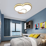 Double Heart Ceiling Fixture Modern Acrylic LED White Flush Ceiling Light with Clear Crystal for Kid Bedroom Clearhalo 'Ceiling Lights' 'Close To Ceiling Lights' 'Close to ceiling' 'Flush mount' Lighting' 201271