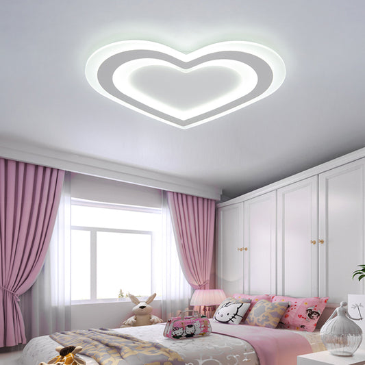 Acrylic Heart LED Flush Mount Light Modern Simple Ceiling Lamp in White for Baby Game Room White Clearhalo 'Ceiling Lights' 'Close To Ceiling Lights' 'Close to ceiling' Lighting' 201274