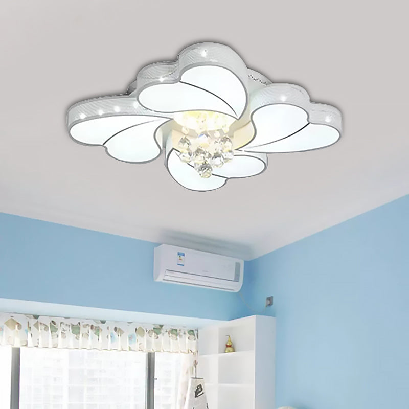 Loving Heart Ceiling Mount Light with Crystal Ball Vintage Acrylic LED Ceiling Lamp in White for Bedroom White Clearhalo 'Ceiling Lights' 'Close To Ceiling Lights' 'Close to ceiling' 'Flush mount' Lighting' 201287