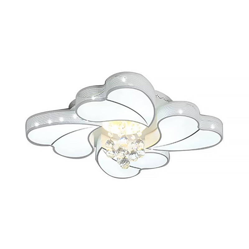 Loving Heart Ceiling Mount Light with Crystal Ball Vintage Acrylic LED Ceiling Lamp in White for Bedroom Clearhalo 'Ceiling Lights' 'Close To Ceiling Lights' 'Close to ceiling' 'Flush mount' Lighting' 201289