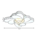 Loving Heart Ceiling Mount Light with Crystal Ball Vintage Acrylic LED Ceiling Lamp in White for Bedroom Clearhalo 'Ceiling Lights' 'Close To Ceiling Lights' 'Close to ceiling' 'Flush mount' Lighting' 201290