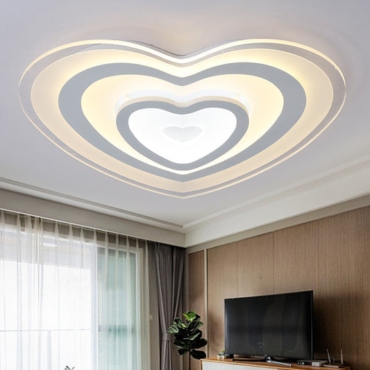 Contemporary Loving-Heart Ceiling Light Acrylic LED Ceiling Lamp in White for Hotel Restaurant White Clearhalo 'Ceiling Lights' 'Close To Ceiling Lights' 'Close to ceiling' 'Flush mount' Lighting' 201291