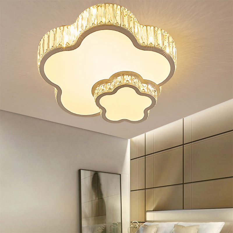 Flower Flush Mount Light with Crystal Deco Acrylic Cartoon LED Ceiling Fixture in White for Child Bedroom Clearhalo 'Ceiling Lights' 'Close To Ceiling Lights' 'Close to ceiling' 'Flush mount' Lighting' 201298