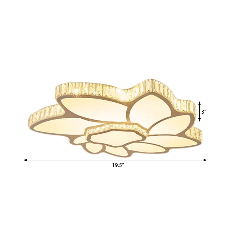 Contemporary Petal Flush Mount Light with Crystal Deco Acrylic Ceiling Lamp in White for Hotel Clearhalo 'Ceiling Lights' 'Close To Ceiling Lights' 'Close to ceiling' 'Flush mount' Lighting' 201304