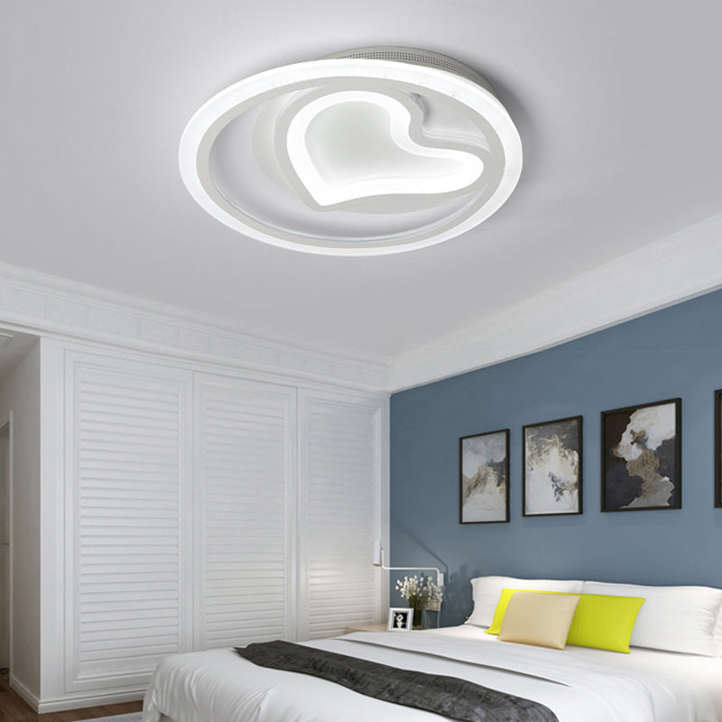 Modern Heart Shaped Ceiling Fixture Acrylic White LED Flush Mount Light for Cafe Bedroom White White Clearhalo 'Ceiling Lights' 'Close To Ceiling Lights' 'Close to ceiling' 'Flush mount' Lighting' 201313