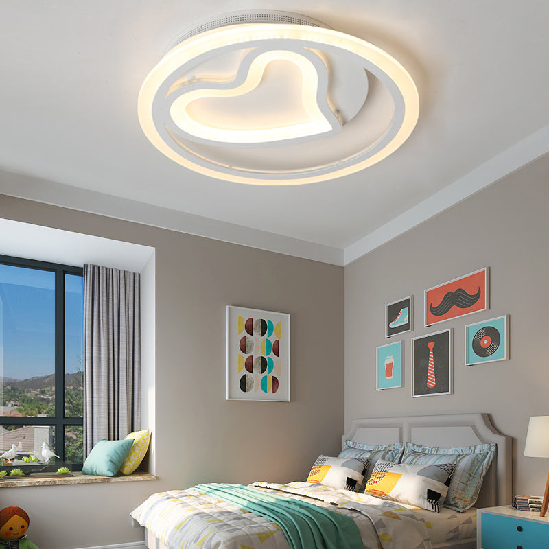 Modern Heart Shaped Ceiling Fixture Acrylic White LED Flush Mount Light for Cafe Bedroom White Warm Clearhalo 'Ceiling Lights' 'Close To Ceiling Lights' 'Close to ceiling' 'Flush mount' Lighting' 201314