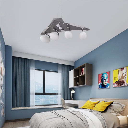 Delta Wing Kids Bedroom Chandelier Metal Creative Suspension Light in Gray Clearhalo 'Ceiling Lights' 'Chandeliers' Lighting' options 201320