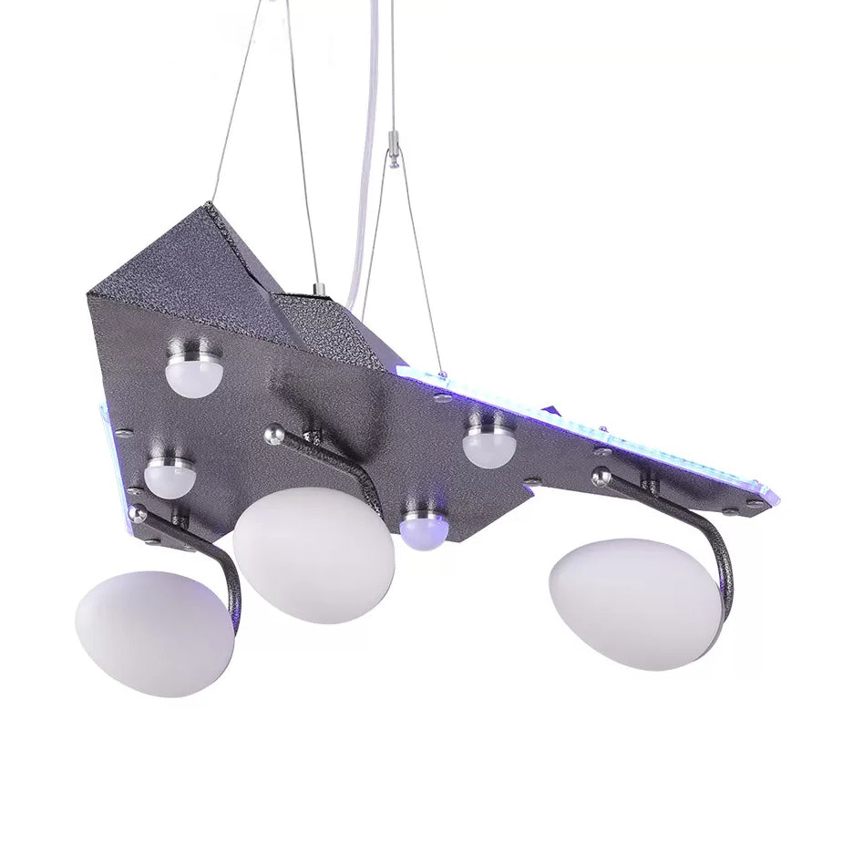 Contemporary Delta Wing Hanging Light Metal Chandelier in Gray for Game Room Clearhalo 'Ceiling Lights' 'Chandeliers' Lighting' options 201325