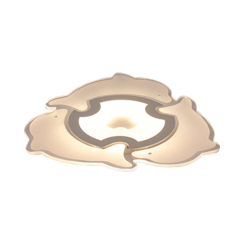 Nose-to-Tail Dolphin Flushmount Light Animal Acrylic LED Ceiling Light in White for Kindergarten Clearhalo 'Ceiling Lights' 'Close To Ceiling Lights' 'Close to ceiling' 'Flush mount' Lighting' 201347