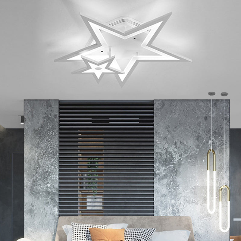 Acrylic Star LED Ceiling Light Fixture Dining Room Modern Ceiling Mount Light in White White White Clearhalo 'Ceiling Lights' 'Close To Ceiling Lights' 'Close to ceiling' 'Semi-flushmount' Lighting' 201401