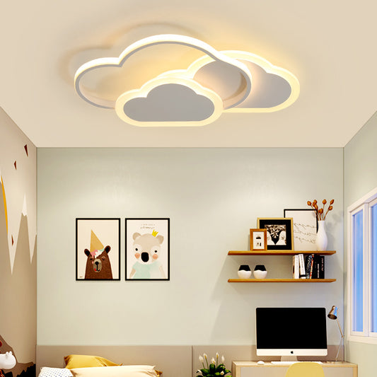 Cloud Girls Bedroom Ceiling Mount Light Acrylic Cartoon LED Flush Light in Pink White Clearhalo 'Ceiling Lights' 'Close To Ceiling Lights' 'Close to ceiling' 'Flush mount' Lighting' 201466