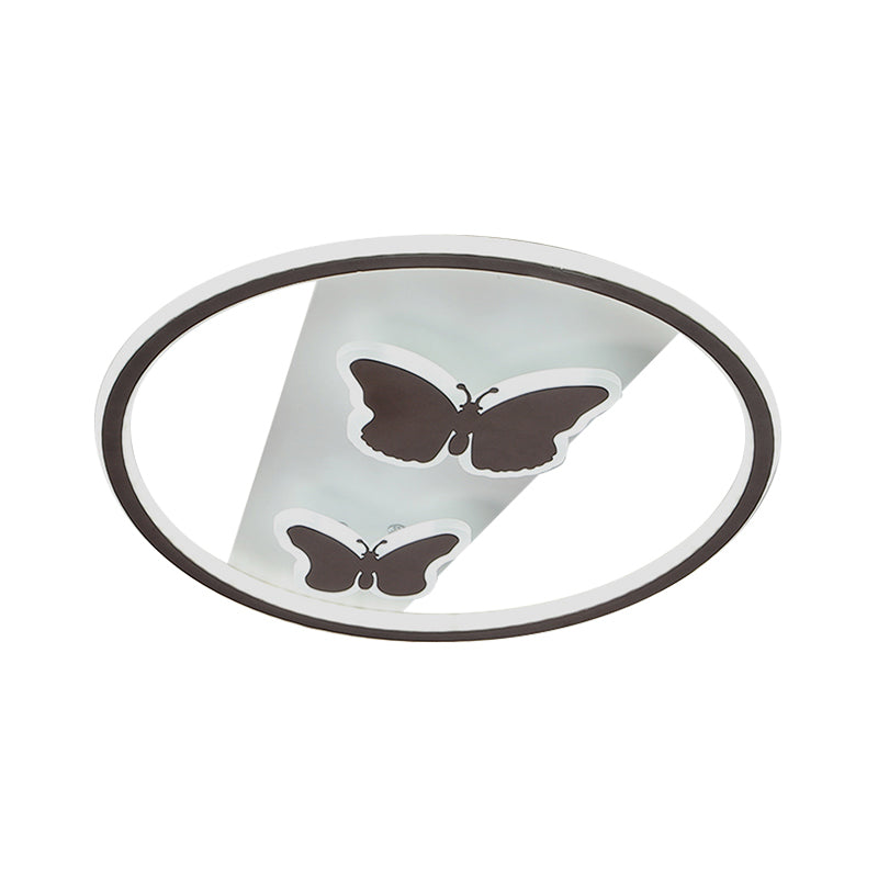 Acrylic Ring LED Flush Mount Light with Butterfly Romantic LED Ceiling Light in White for Dining Room Clearhalo 'Ceiling Lights' 'Close To Ceiling Lights' 'Close to ceiling' 'Flush mount' Lighting' 201486