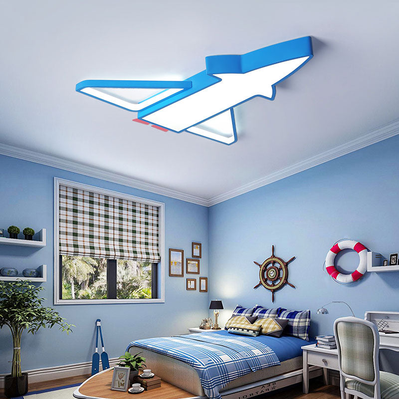 Child Bedroom Airplane Flush Ceiling Light Acrylic Cartoon LED Ceiling Lamp Blue Clearhalo 'Ceiling Lights' 'Close To Ceiling Lights' 'Close to ceiling' 'Flush mount' Lighting' 201488