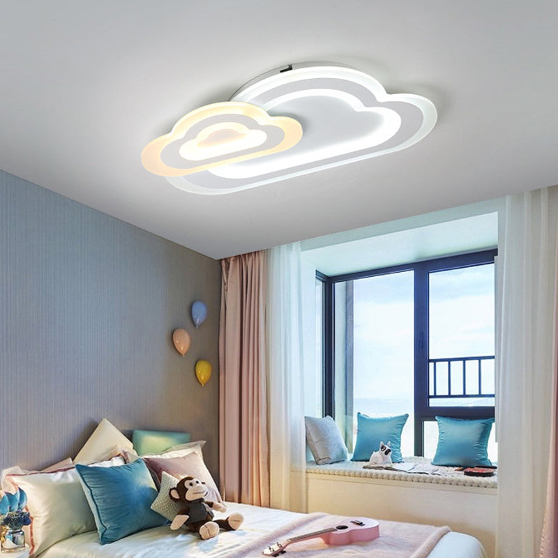 Contemporary Slim Panel Cloud Ceiling Light Acrylic White LED Ceiling Mount Light for Baby Room White A Clearhalo 'Ceiling Lights' 'Close To Ceiling Lights' 'Close to ceiling' 'Flush mount' Lighting' 201494