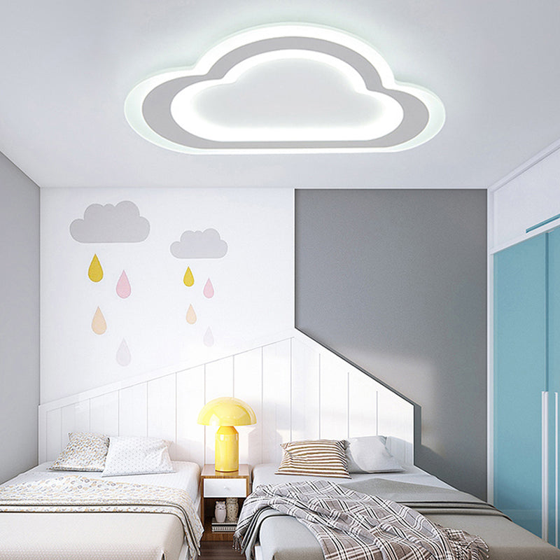 Contemporary Slim Panel Cloud Ceiling Light Acrylic White LED Ceiling Mount Light for Baby Room White B Clearhalo 'Ceiling Lights' 'Close To Ceiling Lights' 'Close to ceiling' 'Flush mount' Lighting' 201498