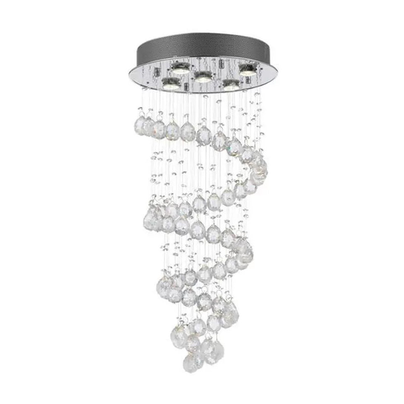 Stainless Steel 5-Light Ceiling Fixture Modern Crystal Spiral Flush Mounted Lamp for Bedroom Clearhalo 'Ceiling Lights' 'Close To Ceiling Lights' 'Close to ceiling' 'Flush mount' Lighting' 2015263