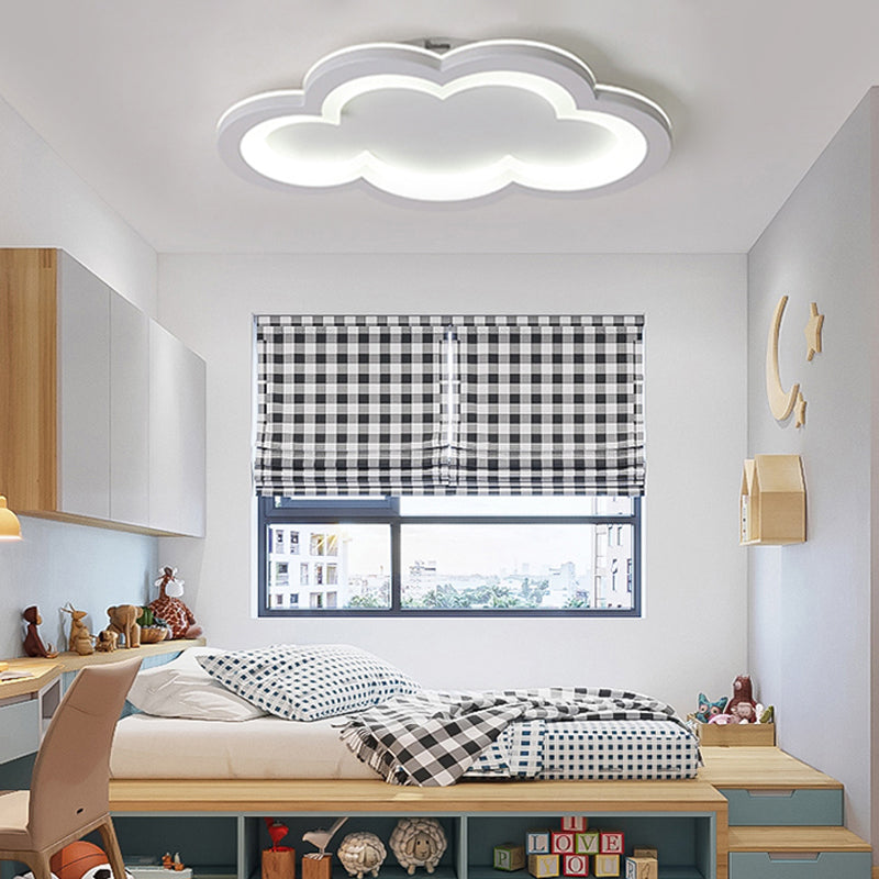 Lovely Cloud Ceiling Flush Light Modern Acrylic LED Flush Mount Light for Play Room White 21.5" White Clearhalo 'Ceiling Lights' 'Close To Ceiling Lights' 'Close to ceiling' 'Semi-flushmount' Lighting' 201529