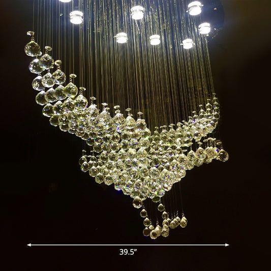 Stainless Steel 11/14 Heads Flush Mount Novelty Modern Crystal Bird Shaped Ceiling Light Clearhalo 'Ceiling Lights' 'Close To Ceiling Lights' 'Close to ceiling' 'Flush mount' Lighting' 2015332