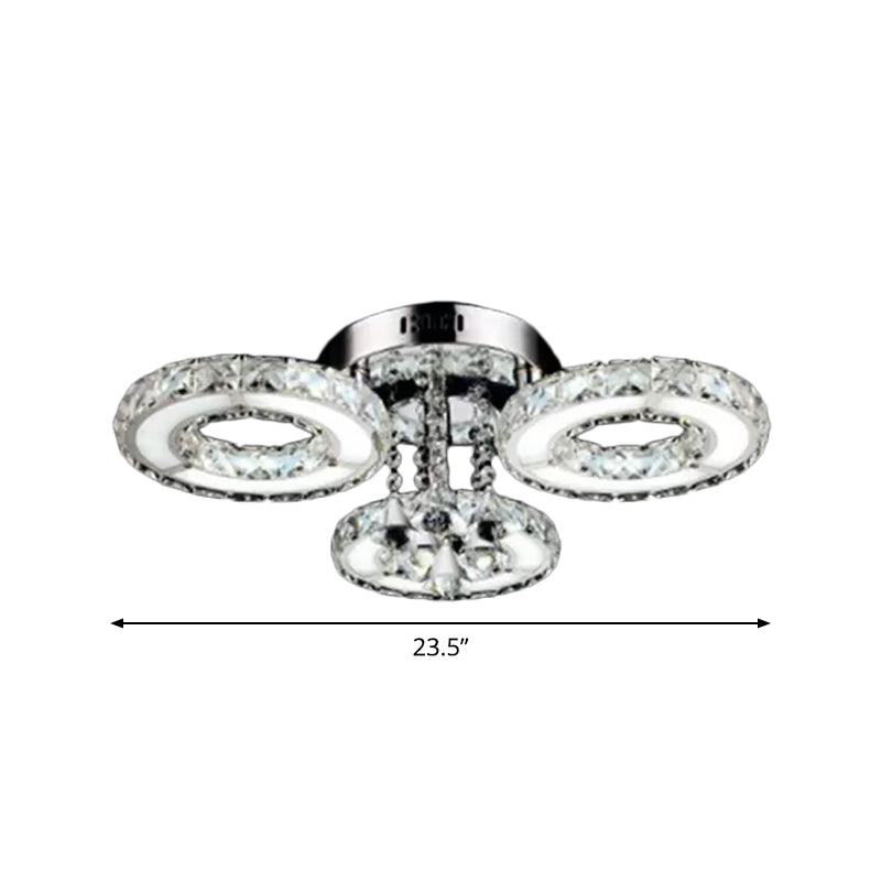 3/6 Bulbs Flush Ceiling Light Modern Circular Opulent Inlaid Crystal Flushmount in Silver Clearhalo 'Ceiling Lights' 'Close To Ceiling Lights' 'Close to ceiling' 'Flush mount' Lighting' 2015611