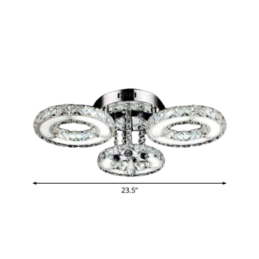 3/6 Bulbs Flush Ceiling Light Modern Circular Opulent Inlaid Crystal Flushmount in Silver Clearhalo 'Ceiling Lights' 'Close To Ceiling Lights' 'Close to ceiling' 'Flush mount' Lighting' 2015611