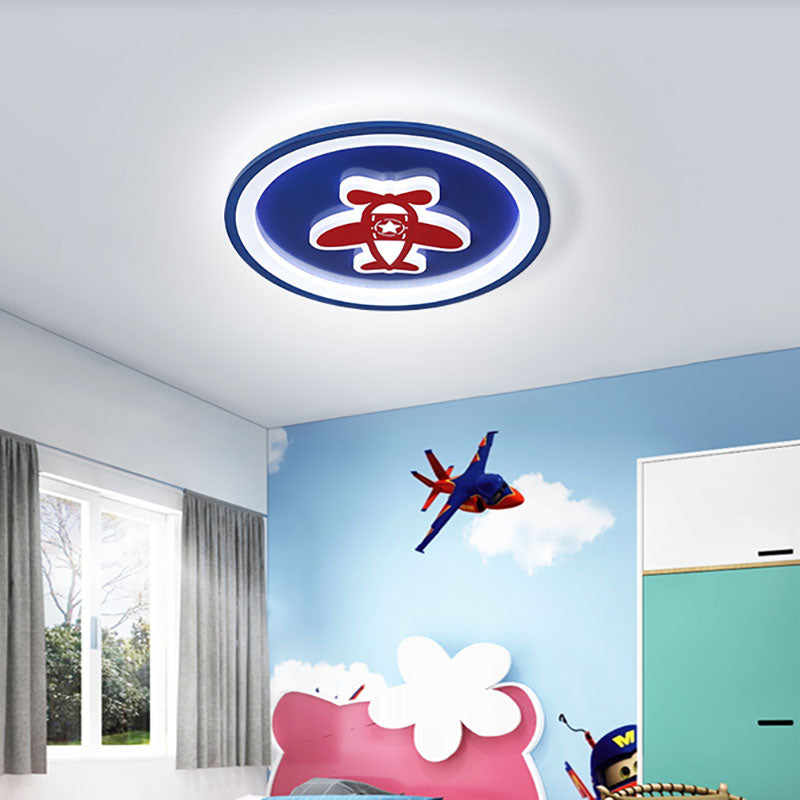 Blue Circle LED Ceiling Lamp Cartoon Acrylic Flush Ceiling Light for Boys Bedroom Clearhalo 'Ceiling Lights' 'Close To Ceiling Lights' 'Close to ceiling' 'Flush mount' Lighting' 201562