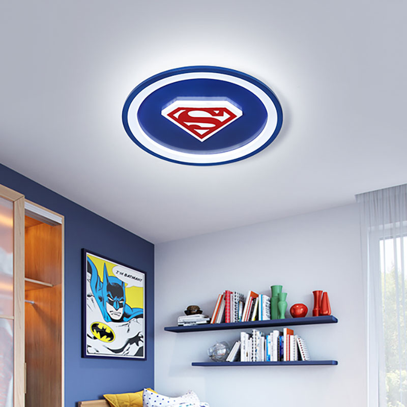 Blue Circle LED Ceiling Lamp Cartoon Acrylic Flush Ceiling Light for Boys Bedroom Blue A Clearhalo 'Ceiling Lights' 'Close To Ceiling Lights' 'Close to ceiling' 'Flush mount' Lighting' 201568