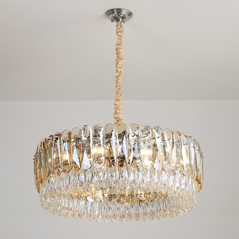 Silver 6/10 Heads Suspension Light Modern Crystal Round Chandelier Pendant Light for Bedroom Clearhalo 'Ceiling Lights' 'Chandeliers' 'Modern Chandeliers' 'Modern' Lighting' 2015799